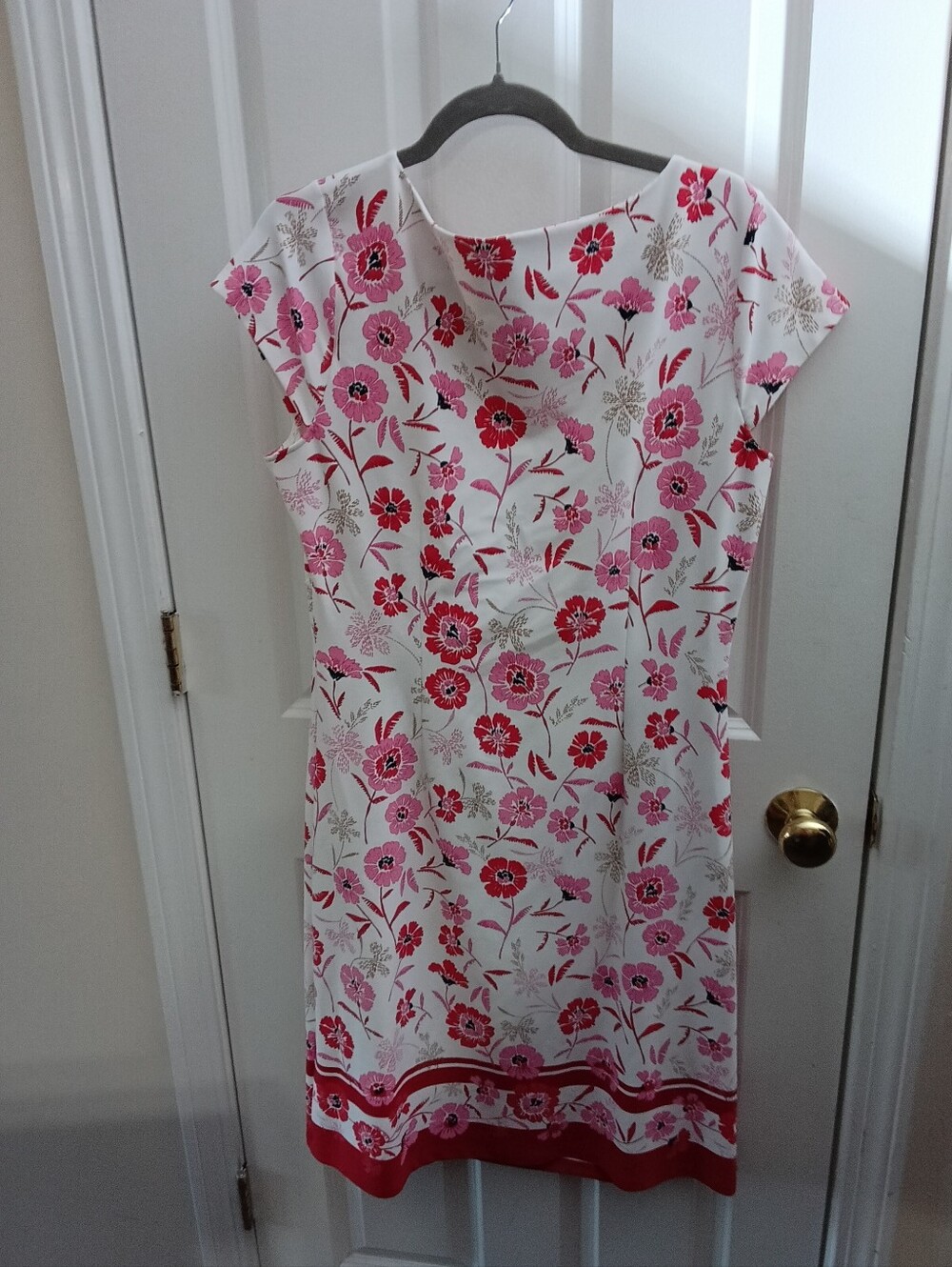 TALBOTS Floral Pink & White Cap-Sleeve Shift Dress SIZE LARGE - Picture 8 of 10